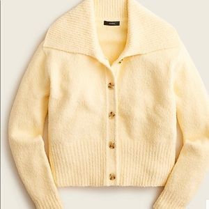 Collared cotton bouclé cardigan sweater